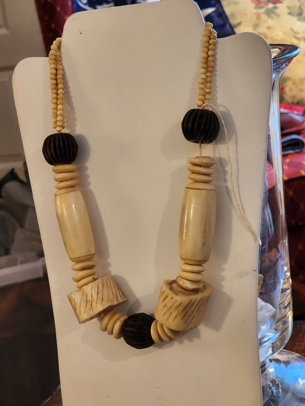 South Africa Bovine Bone And Wood Bead Necklace